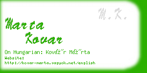 marta kovar business card